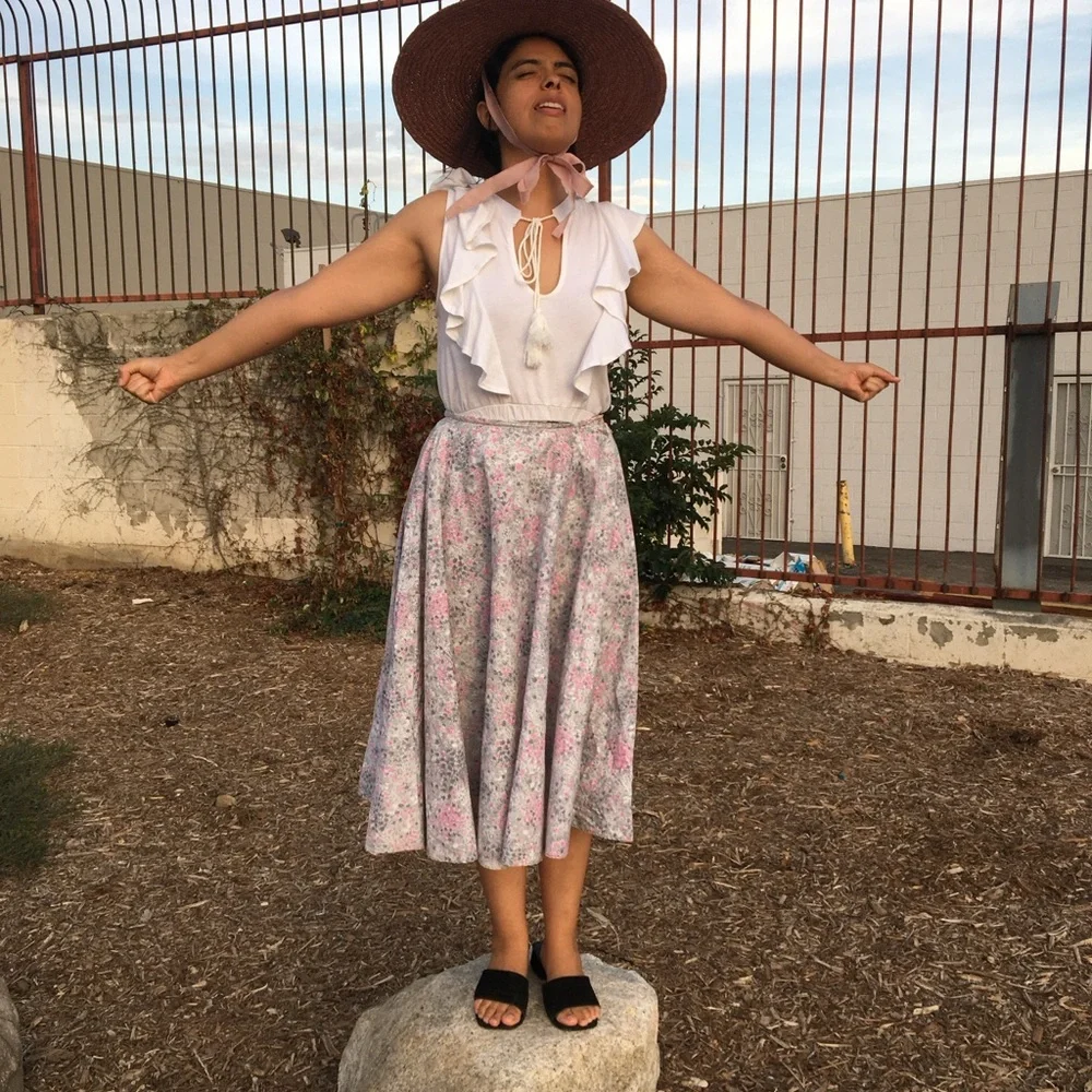 VINTAGE 50s HANDMADE SKIRT WITH POCKET - Picture 3 of 15